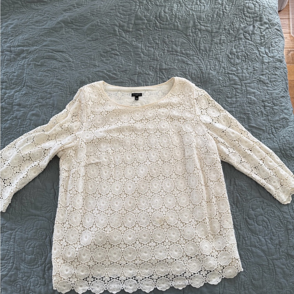 Talbots Cream Lace Crochet Top